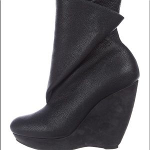 Balenciaga Black Leather Mid Calf Boots